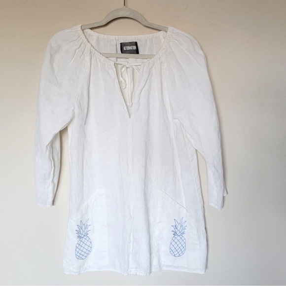Reformation Martina White Pineapple Linen Tunic Size Small - Picture 3 of 7